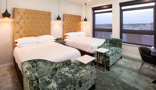 Habitación estándar doble, 2 camas de matrimonio, vistas a la ciudad (Dazzling Green QQ)