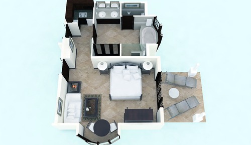 Estudio Premier, 1 cama de matrimonio grande, vistas al jardín