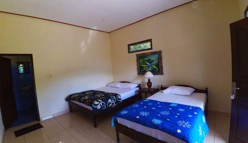 Habitación estándar con 2 camas individuales, varias camas, vistas a la colina