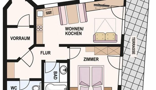 Apartamento estándar, 1 cama doble, planta baja