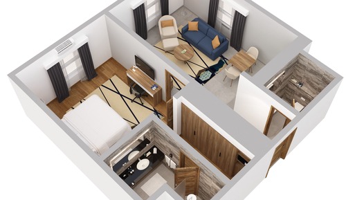 Suite, 1 cama de matrimonio grande (Living Dining Area)