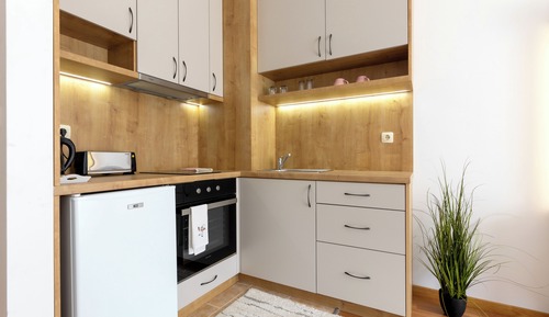 Estudio clásico, cocina básica, vistas a la montaña