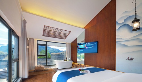 Habitación de lujo doble, 1 cama de matrimonio, vistas a la colina, junto a la piscina
