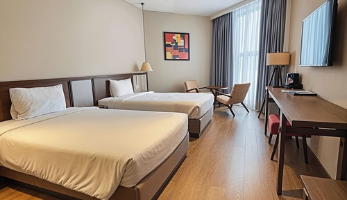Estudio ejecutivo, 2 camas individuales, vistas al jardín