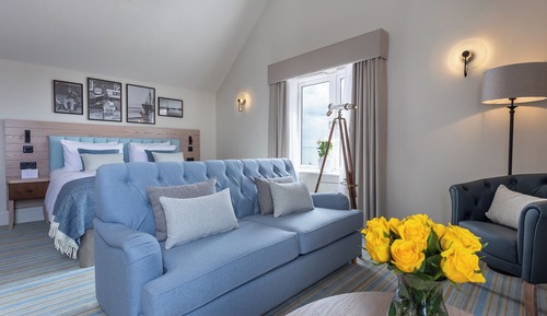Suite de lujo, 1 cama de matrimonio grande con sofá cama, balcón, vistas al mar