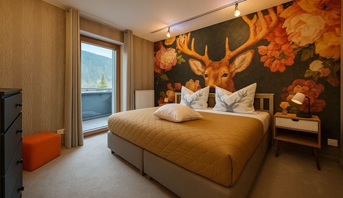 Habitación clásica con 1 cama doble o 2 individuales, balcón, vistas a la montaña