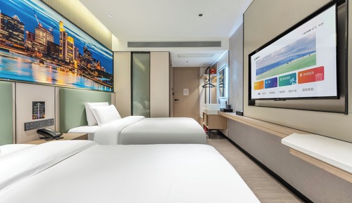 Habitación Deluxe, 2 camas dobles, baño privado, vistas a la ciudad