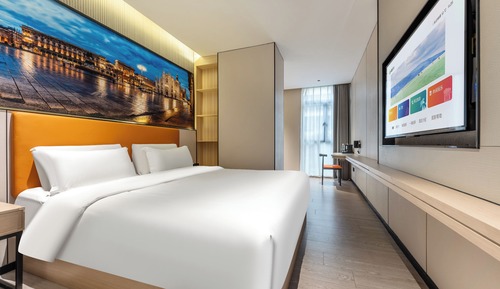 Habitación de lujo, 1 cama de matrimonio grande, baño privado, vistas a la ciudad