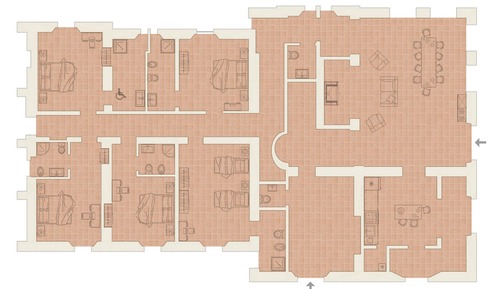 Apartamento superior, 5 habitaciones, patio, vistas al jardín