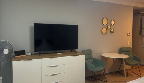 Estudio estándar, 2 camas individuales, cocina básica, vistas al patio