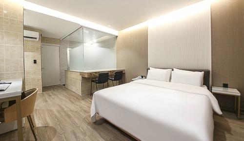 Habitación exclusiva doble, baño privado, vistas a la ciudad