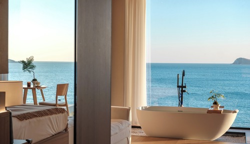 Habitación panorámica doble, baño privado, vistas al mar