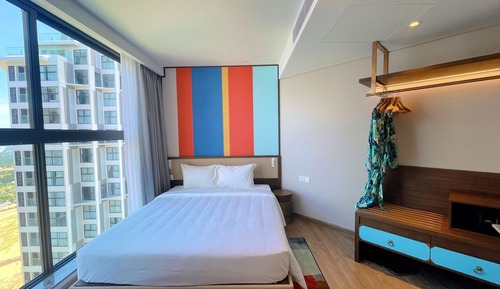 Apartamento familiar, 2 habitaciones, vistas al mar, en una planta alta
