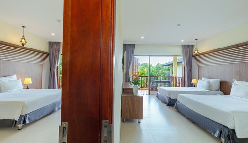 Habitación Deluxe con 2 camas individuales, balcón, vistas al jardín