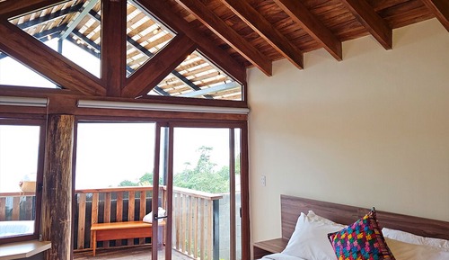 Cabaña panorámica, 1 cama de matrimonio grande, cocina básica, vistas a la montaña