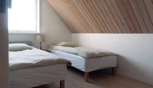 Habitación básica con 2 camas individuales, vistas a la ciudad