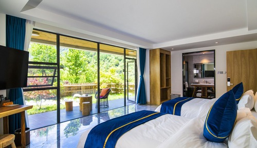 Habitación Confort con 2 camas individuales, vistas al jardín