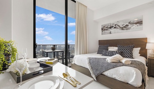 Suite estudio de lujo, 1 cama de matrimonio grande con sofá cama, vistas a la ciudad