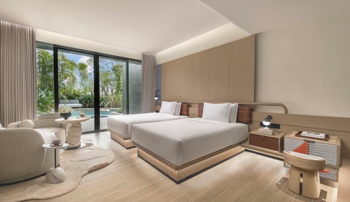 Habitación estándar, 2 camas de matrimonio, acceso a la piscina