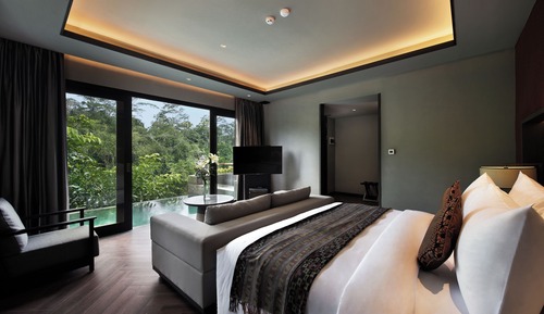 Habitación de diseño, 1 cama de matrimonio grande, vistas al jardín, junto a la pista de esquí
