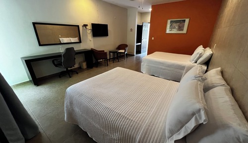 Habitación Confort doble, 2 camas dobles, balcón, vistas al jardín