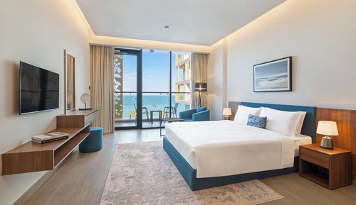 Estudio, 1 cama de matrimonio grande, balcón, vistas al mar