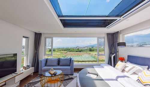Habitación panorámica doble, baño privado, vistas a la colina