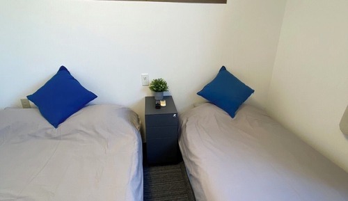 Habitación económica con 2 camas individuales, vistas parciales al lago