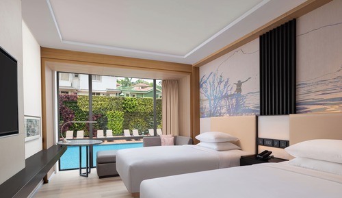 Habitación Deluxe, 2 camas de matrimonio, no fumadores, vistas a la piscina