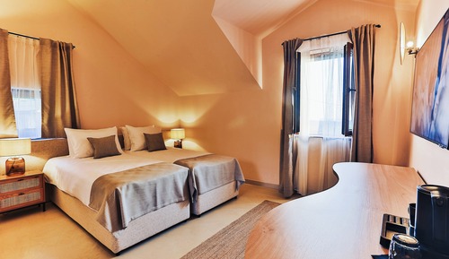 Habitación básica con 1 cama doble o 2 individuales, vistas a la colina