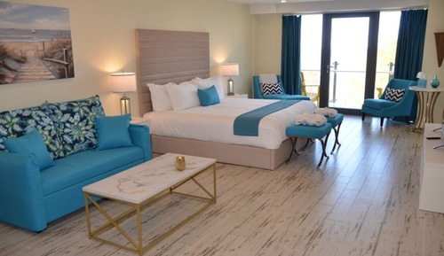 Suite estudio, 1 cama de matrimonio grande con sofá cama, vistas a la playa