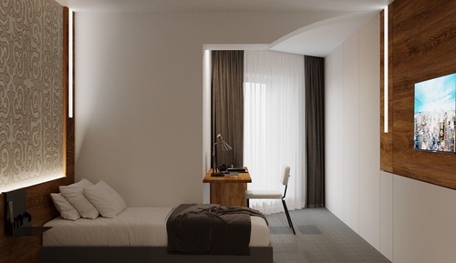 Habitación estándar con 1 cama doble o 2 individuales, vistas a la ciudad