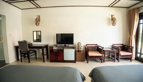 Habitación superior, 2 camas dobles, vistas al jardín