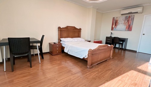Suite ejecutiva, cocina básica, vistas a la ciudad