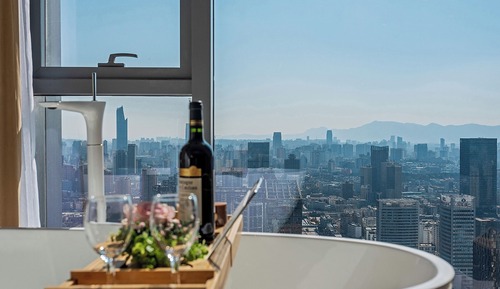 Suite estudio City, 1 cama de matrimonio grande, vistas a la ciudad
