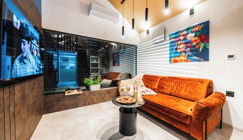 Casa móvil de diseño, patio, vistas al jardín