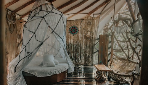 Casa de diseño en un árbol, vistas al jardín