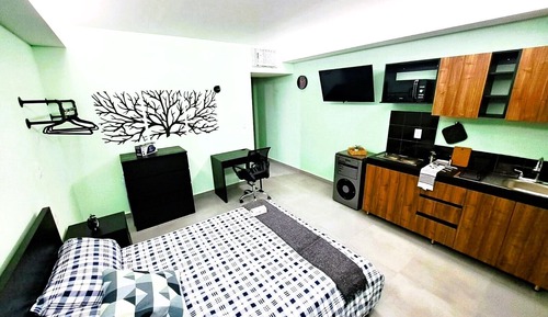 Suite estudio ejecutiva, 1 cama de matrimonio, cocina