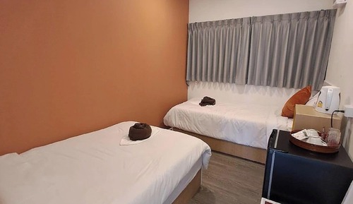 Estudio estándar, 2 camas individuales, vistas al jardín