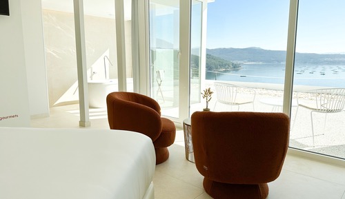 Habitación de lujo, 1 cama de matrimonio grande, bañera de hidromasaje, vistas al mar