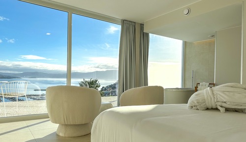 Habitación de lujo, 1 cama de matrimonio grande, bañera de hidromasaje, vistas al mar