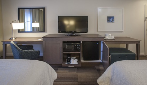 Two queen beds with accessible shower