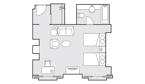 Habitación con 2 camas individuales, no fumadores (Classic Elegant for 3 people)