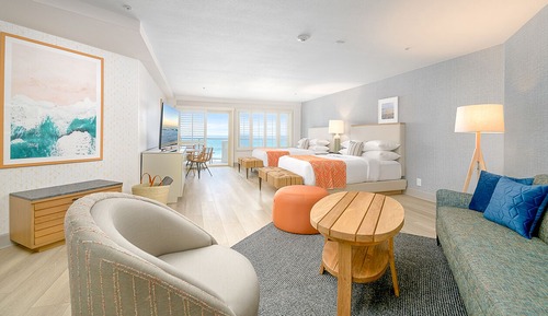 Habitación, 2 camas de matrimonio, balcón, vistas al mar