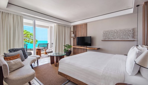 Suite junior, 1 cama de matrimonio grande, frente a la playa (Frangipani)