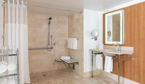 Suite, 1 cama de matrimonio grande con sofá cama, ducha adaptada (Indigo, Roll-In Shower)
