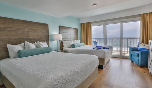 Habitación, 2 camas de matrimonio, frente al mar