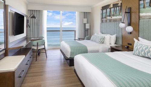 Habitación, 2 camas de matrimonio, vistas al mar