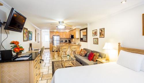 Estudio, 1 cama de matrimonio, cocina básica