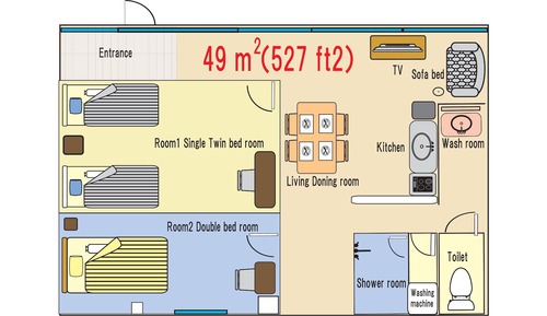 Apartamento estándar, 2 habitaciones, no fumadores (1st Floor, For 1-5 People no terrace)